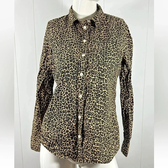 J Crew womens  Button-up leopard shirt button down long sleeve size M - Picture 3 of 10